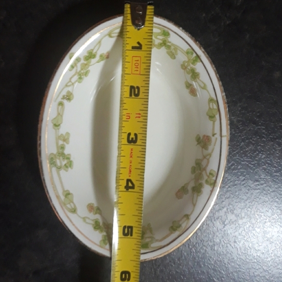 Antique 1912 Homer Laughlin Genesee Purple Flower Green Clover Oval Dish - Picture 6 of 10